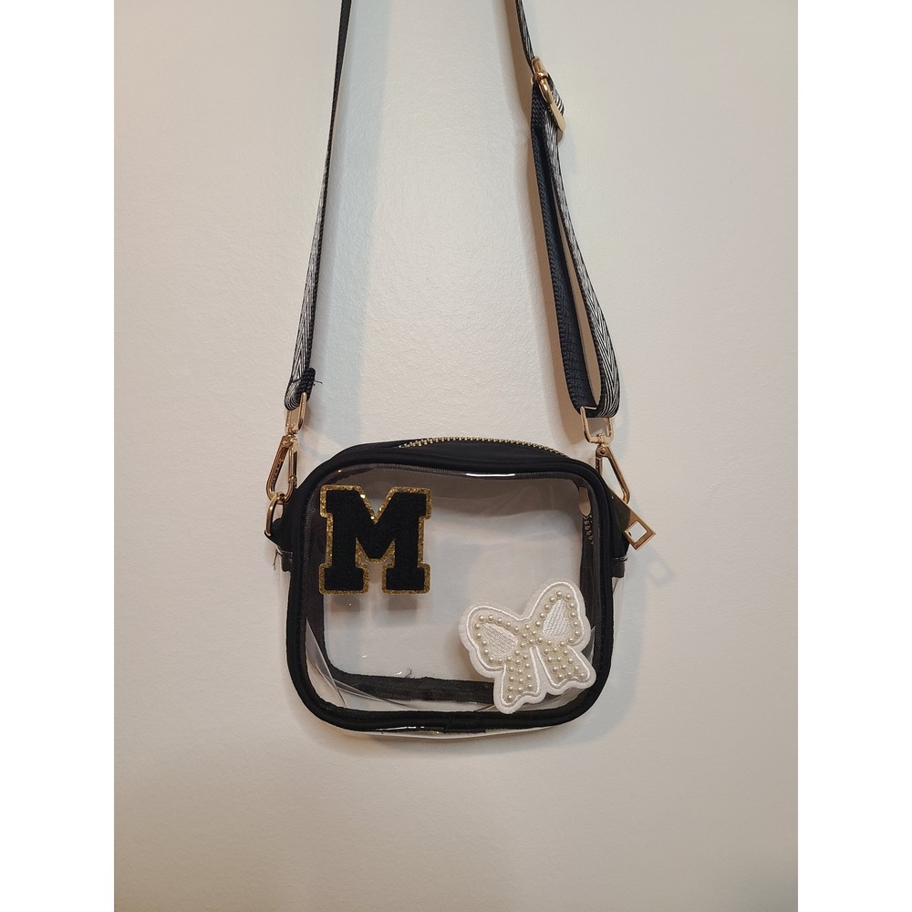 Clear Stadium Bag Black M And Pearl Bow Bag